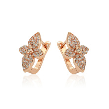 97382 xuping nouvelle arrivée élégance rose couleur or forme de fleur zircon dames boucles d&#39;oreilles